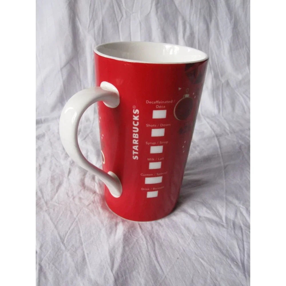 Starbucks 16 oz tall 2013 Red/Green Christmas‎ Siren Poinsettia Coffee Cup Mug